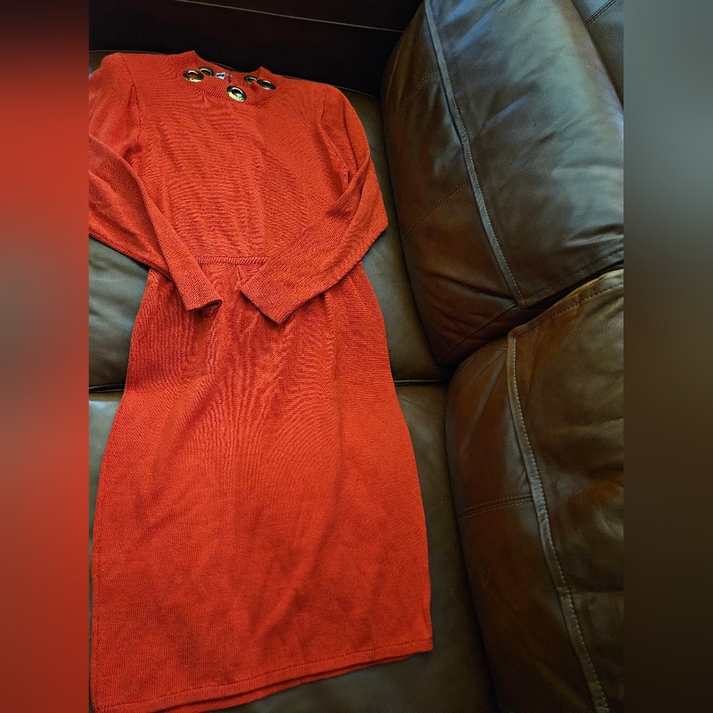 St John Red Vintage Sweater Dress Size 8